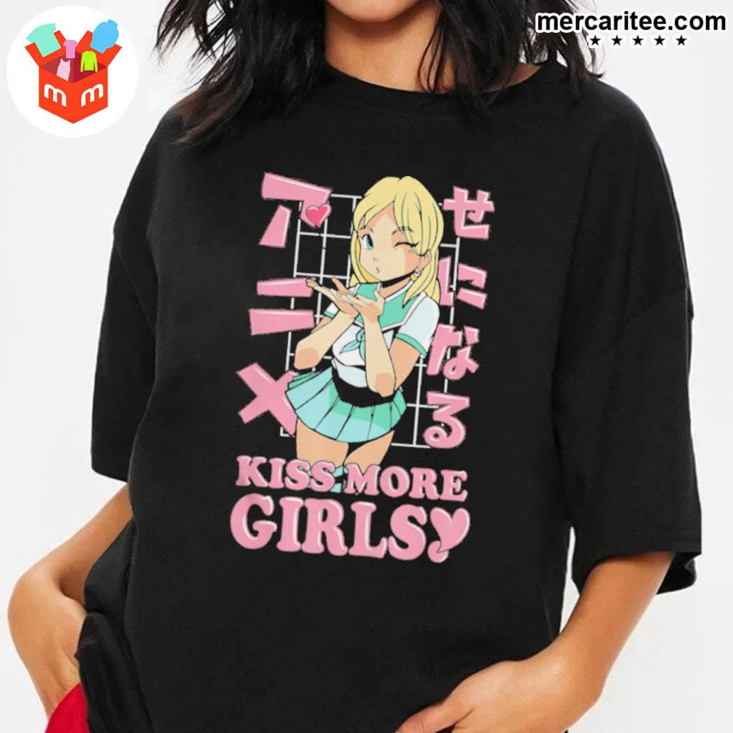 Kiss More Girls Anime Kawaii Cute Lesbian Lgbt Pride Month T-Shirt, hoodie,  sweater, long sleeve and tank top