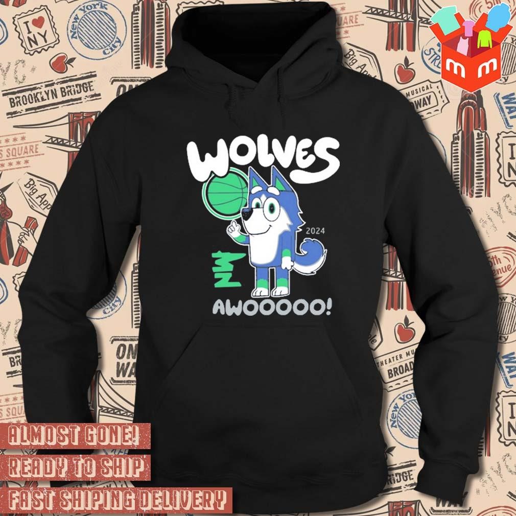 Official Bluey Wolves Awooo 2024 Minnesota Timberwolves t shirt hoodie sweater long sleeve and tank top