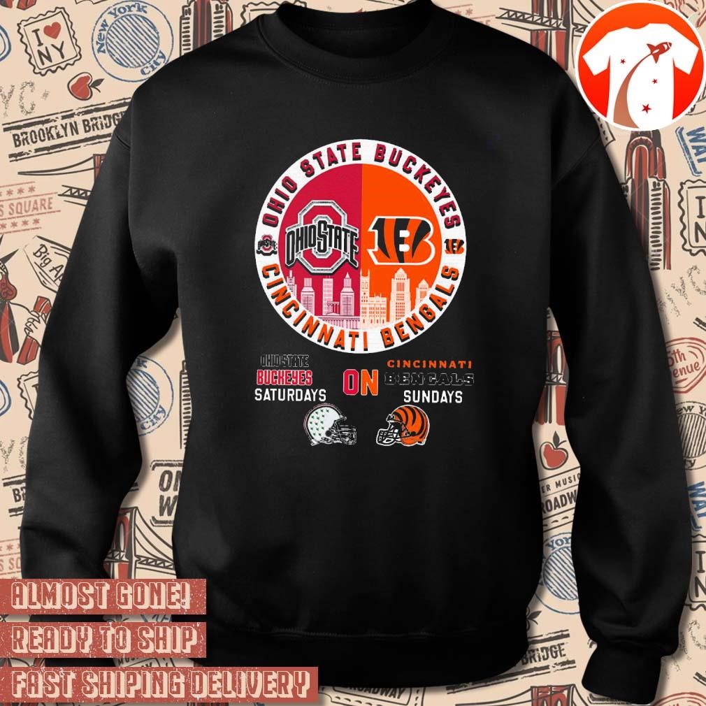 Official Ohio State Buckeyes Saturdays On Cincinnati Bengals Sundays Graphic t shirt hoodie sweater long sleeve and tank top