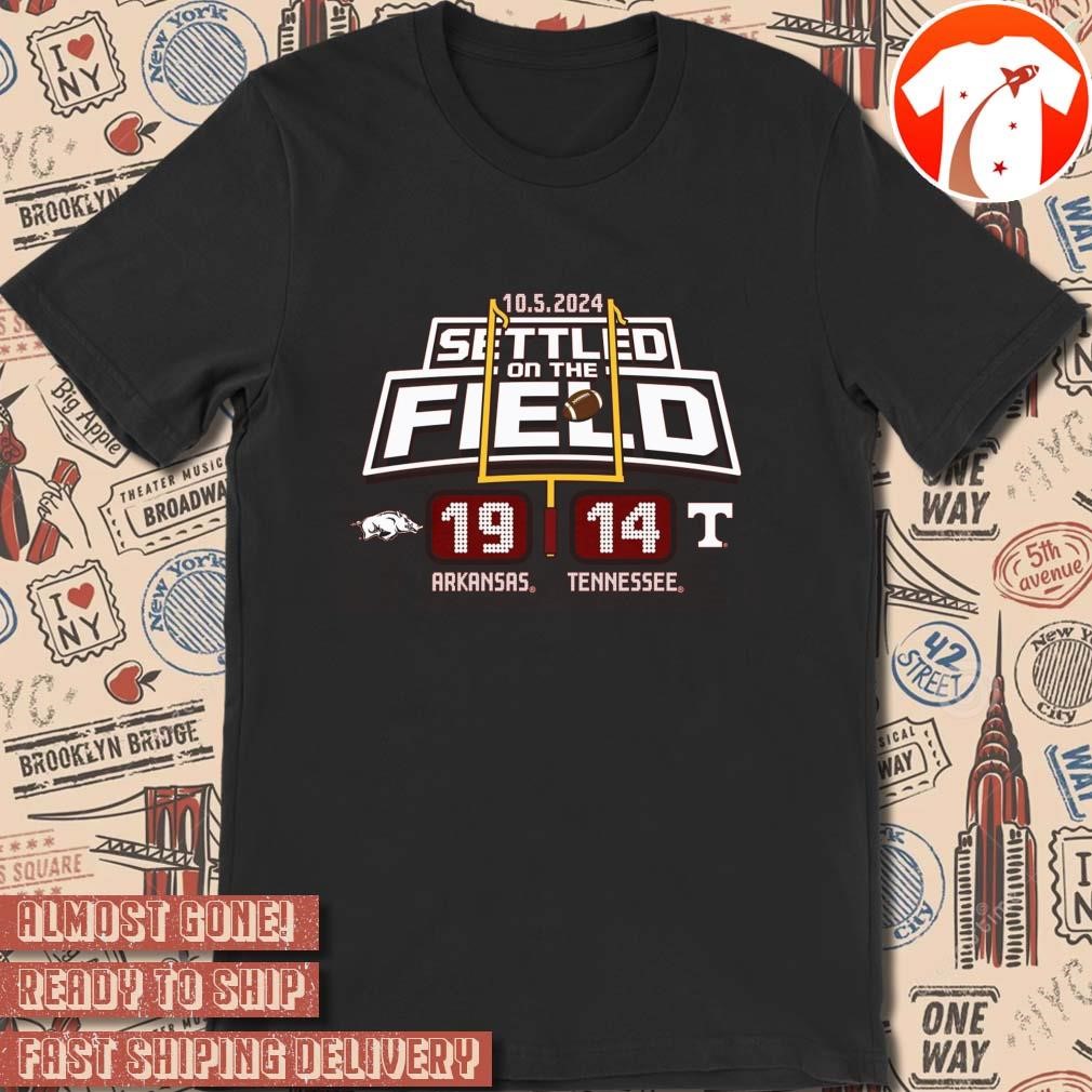 Official Arkansas Razorbacks Football Settled On The Field 19-14 over Tennessee Vols 10.5.2024 t-shirt