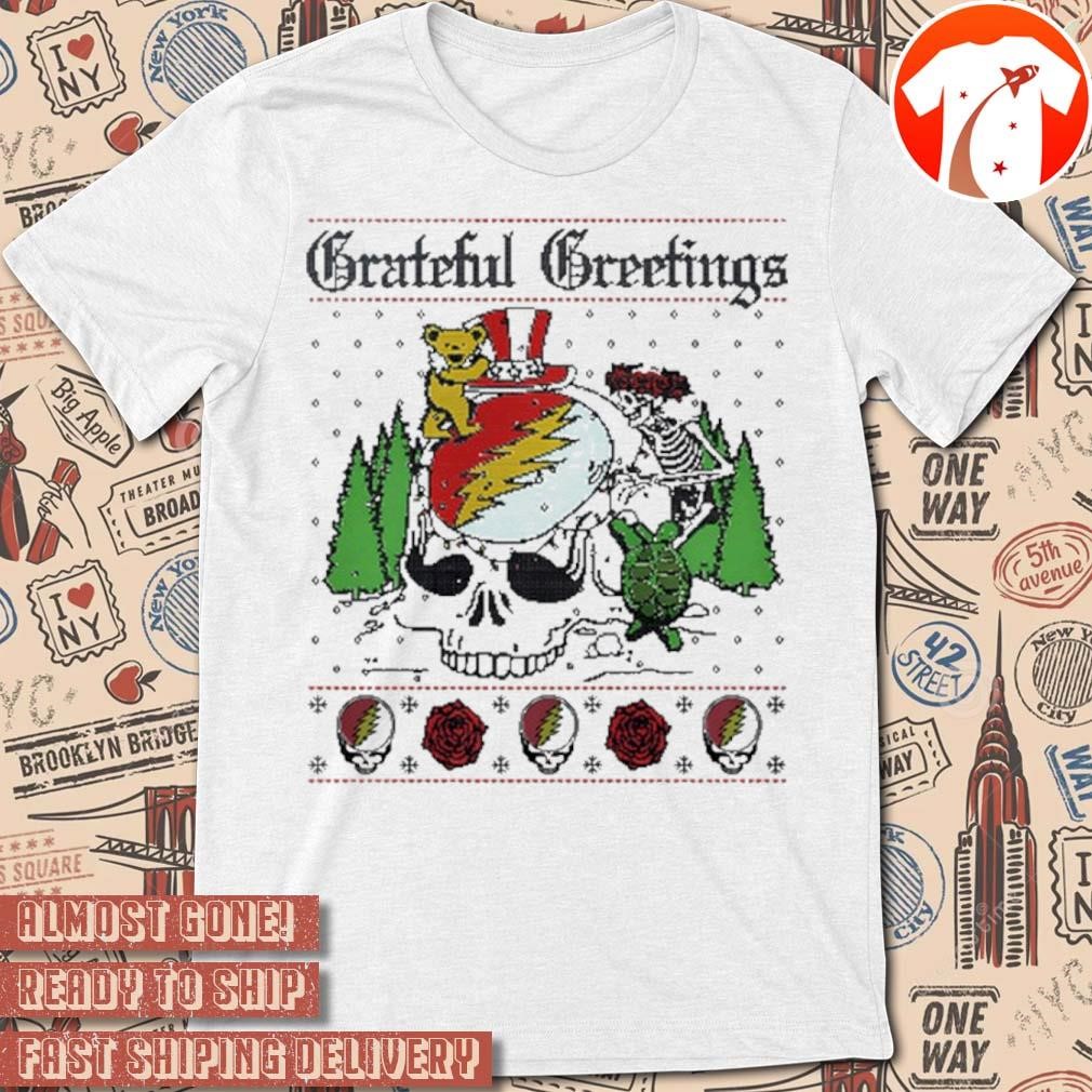 Official Grateful Dead Greeting Skelly Snowman Ugly Sweater Christmas 2024 t-shirt