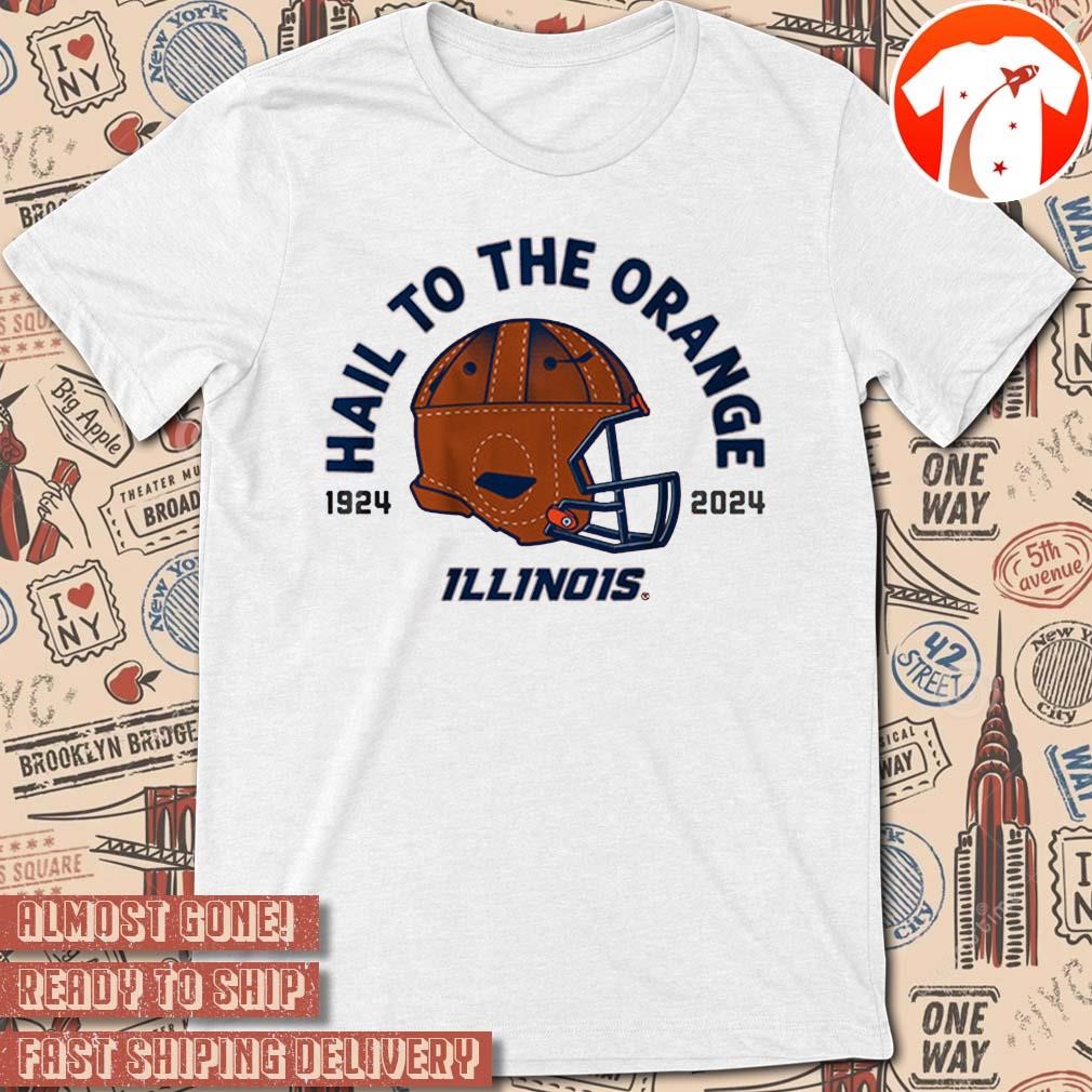 Official Illinois Fighting Illini Football The 100-Year Helmet Hail To The Orange 1924 - 2024 t-shirt