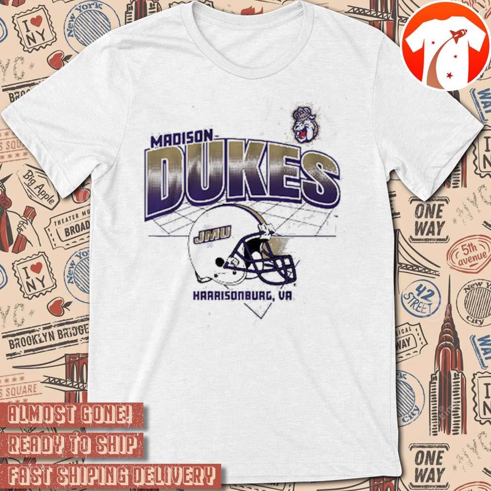 Official JMU James Madison Dukes Football Helmet Grid Harrisonburg Vintage t-shirt