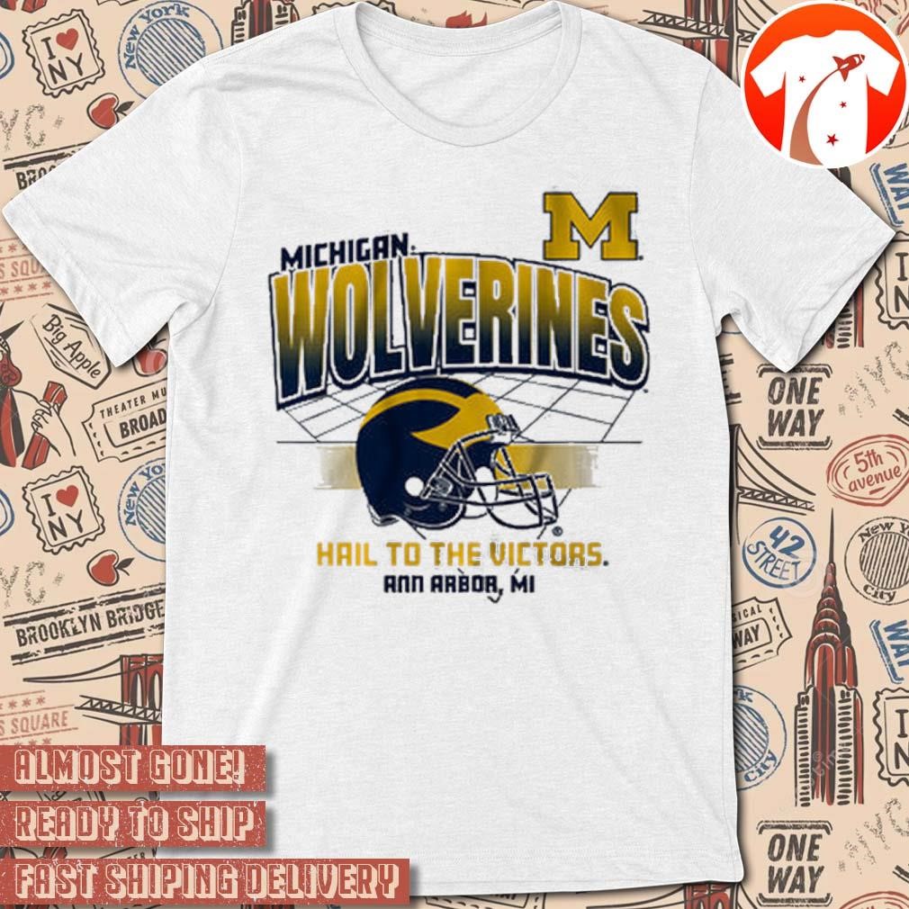 Official NCAA 2024 Michigan Wolverines Football Helmet Grid Hail To The Victors Ann Arbor MI Vintage t-shirt