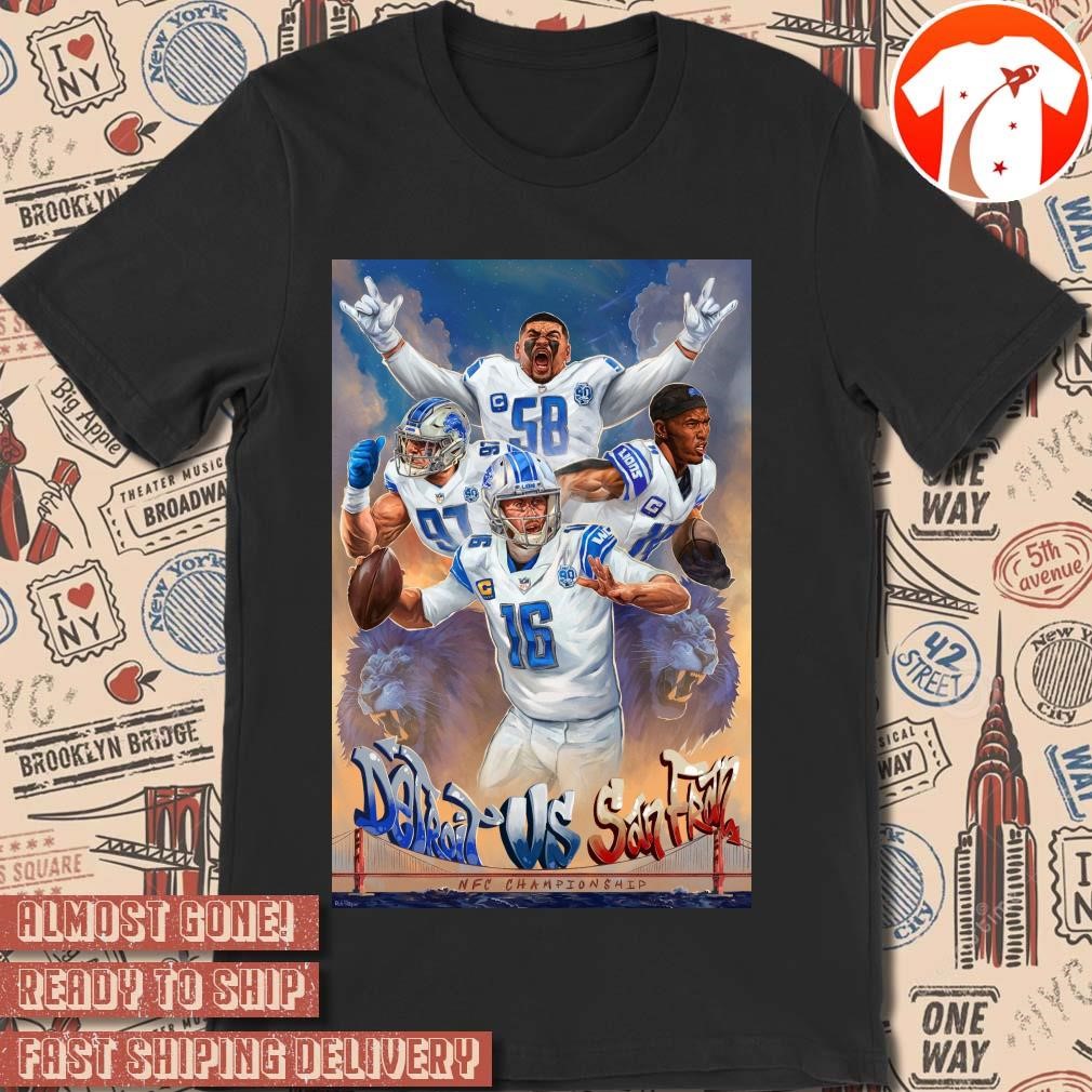 Official Poster Detroit Lions vs 49ers Ford Field NFC Championship t-shirt