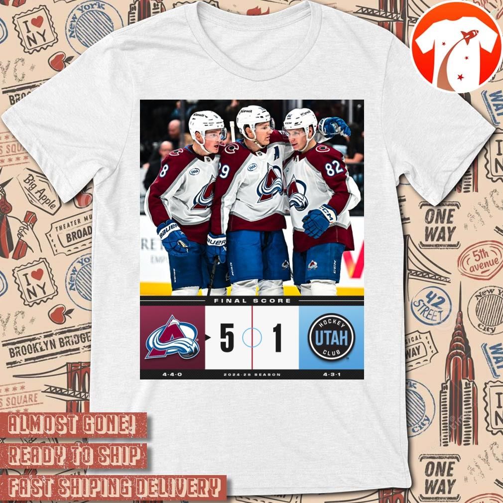 Official Poster Final Score Colorado Avalanche 5 - 1 Utah Hockey Club NHL 2024-25 Season t-shirt