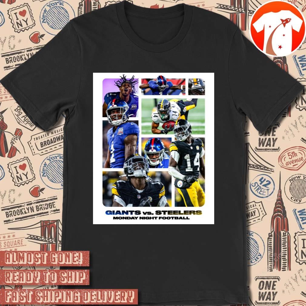 Official Poster New York Giants Vs. Pittsburgh Steelers Monday Night Football A Battle Between Two Of The Best Young Receivers In The League t-shirt