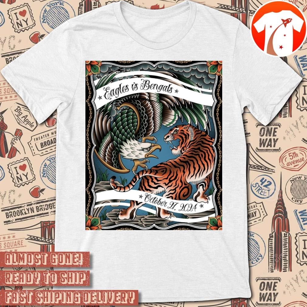 Official Poster Philadelphia Eagles Vs Cincinnati Bengals In The Jungle October 27 2027 t-shirt