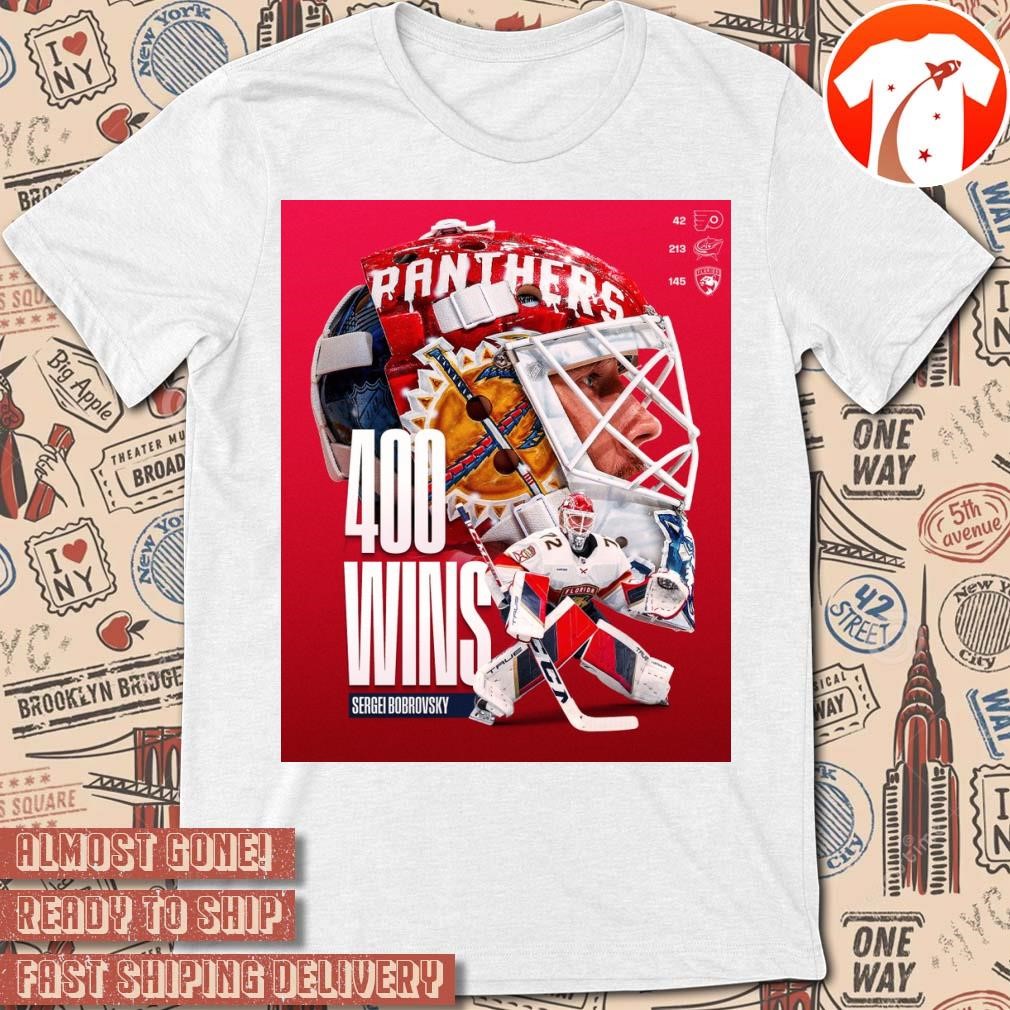 Official Poster Sergei Bobrovsky Florida Panthers NHL 2024 400 Wins t-shirt