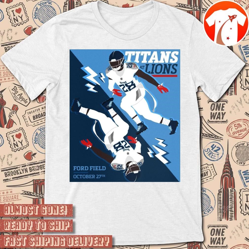 Official Poster Tennessee Titans At Detroit Lions Ford Field October 27th 2024 NFL 2024 t-shirt