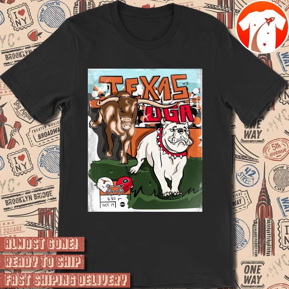 Official Poster Texas Longhorns at Georgia Bulldogs October 19 2024 Art t-shirt