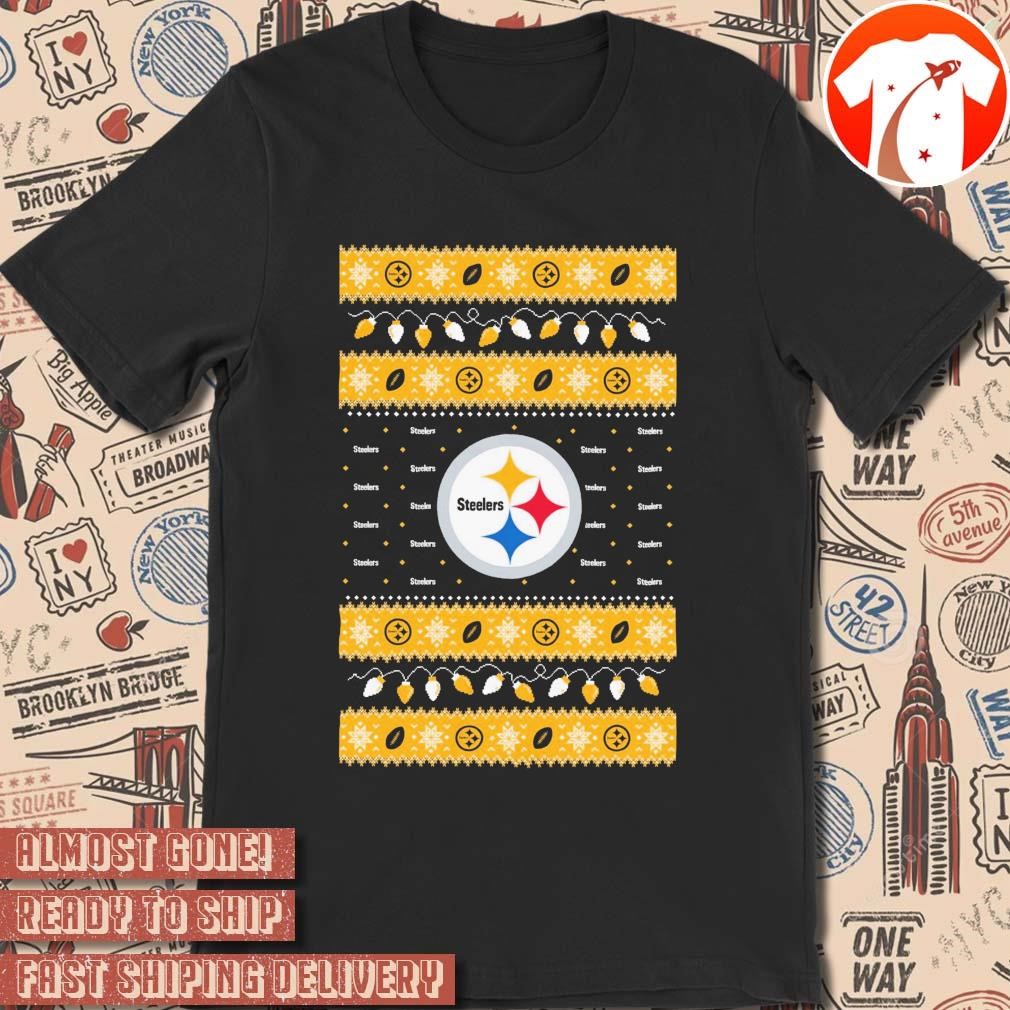 Official Pittsburgh Steelers NFL Football Holiday Lights Ugly Sweater Christmas 2024 t shirt hoodie sweater long sleeve and tank top