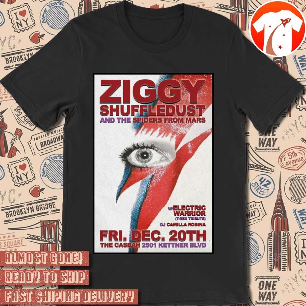 Official Poster Ziggy Shuffledust And The Spiders From Mars December 2024 San Diego CA t-shirt