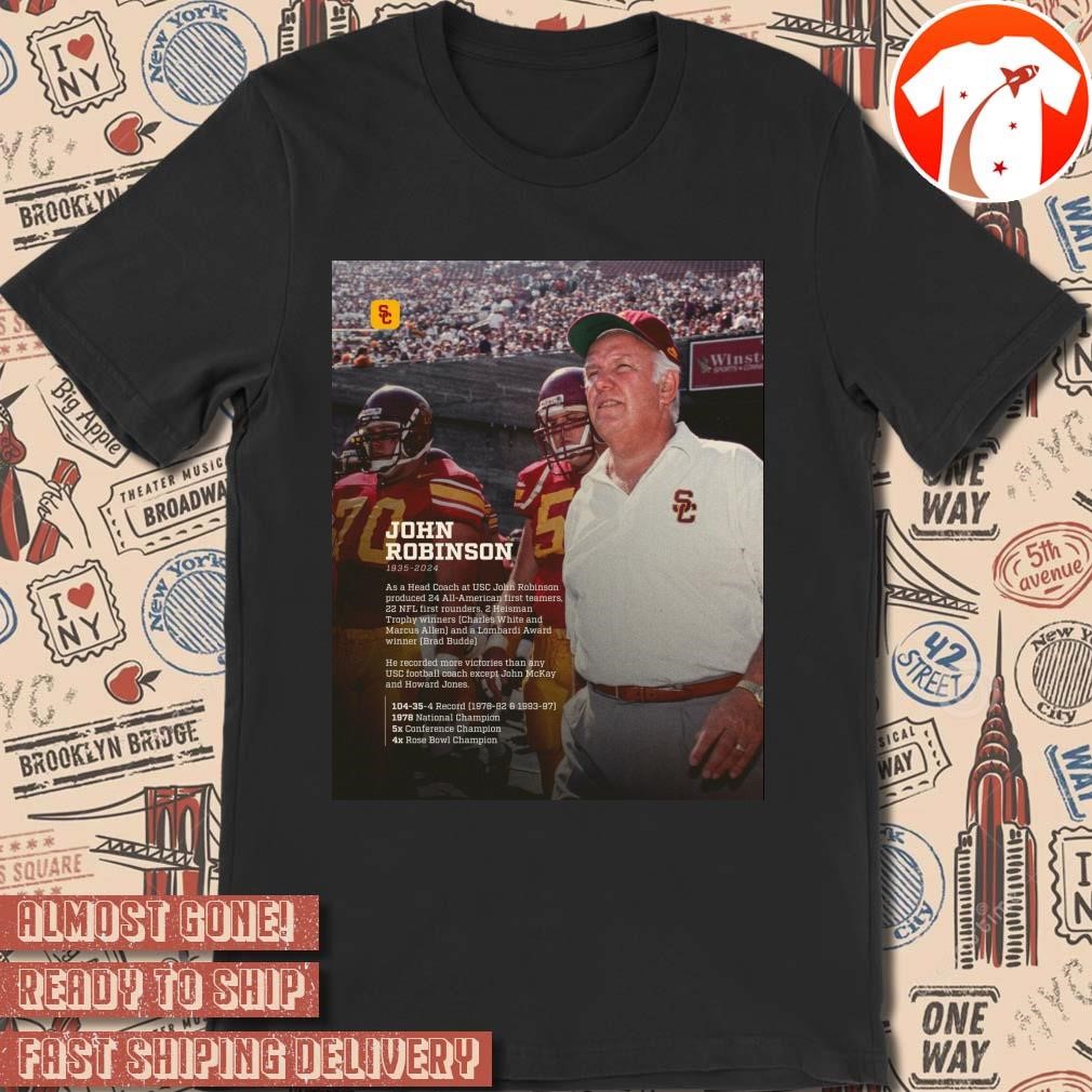 Official Rip Coach John Robinson Fight On Forever 1935-2024 Biography Poster t-shirt