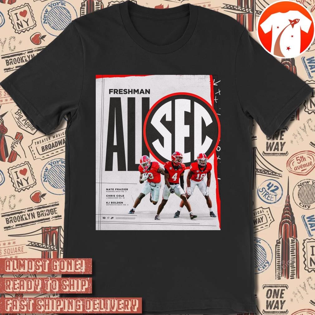 Official Georgia Bulldogs All-SEC Football Freshman Dawgs Nate Frazier Chris Cole KJ Bolden 2024 Poster t-shirt