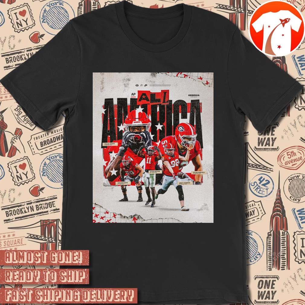 Official Georgia Bulldogs Five Dawgs Starks Ratledge Walker Thorson Fairchild AP All-America Team Poster t-shirt