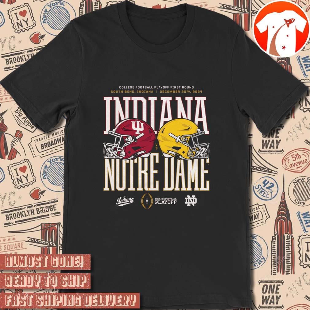 Official Indiana Hoosiers At Notre Dame Fighting Irish 2024-2025 College Football Playoff First Round South Bend Indiana December 20th 2024 Helmet t-shirt