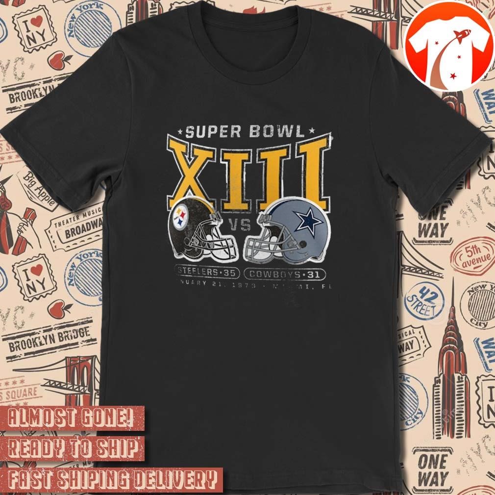 Official Pittsburgh Steelers Vs Dallas Cowboys Helmet Super Bowl XIII Jan 21 1978 Vintage Iconic Hometown Vintage Graphic t-shirt