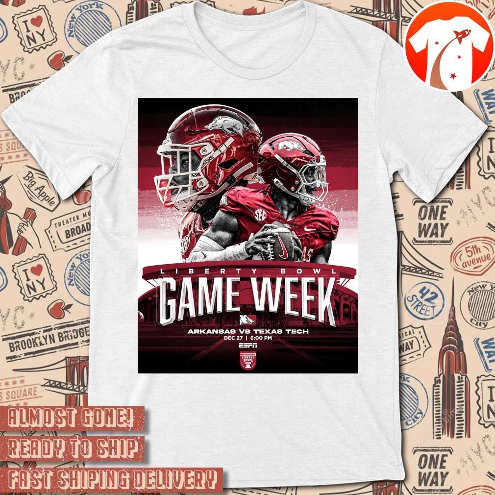 Official Poster Arkansas Razorbacks Vs Texas Tech Red Raiders Liberty Bowl Game Week December 27 2024 t-shirt