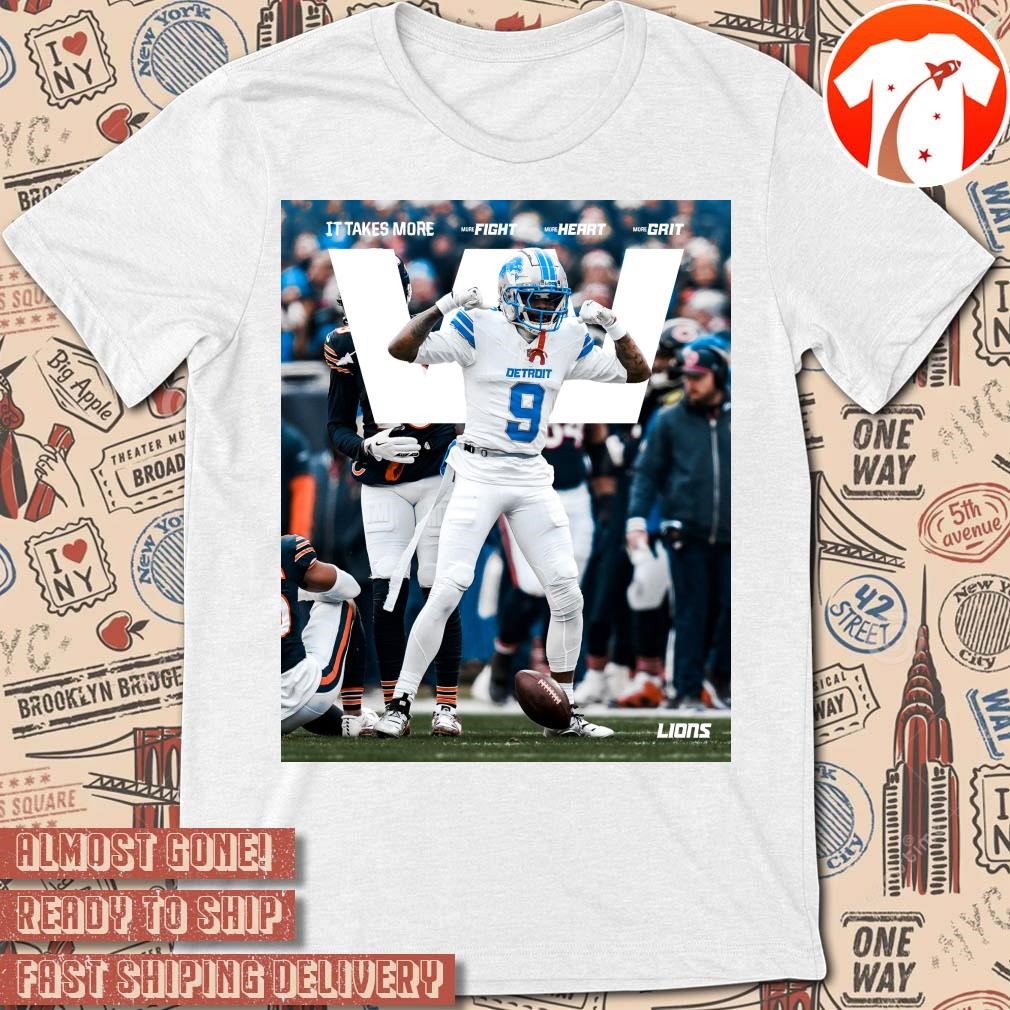 Official Poster Detroit Lions win Chicago Bears It Takes More More Fight More Heart More Grit Windy City Win t-shirt