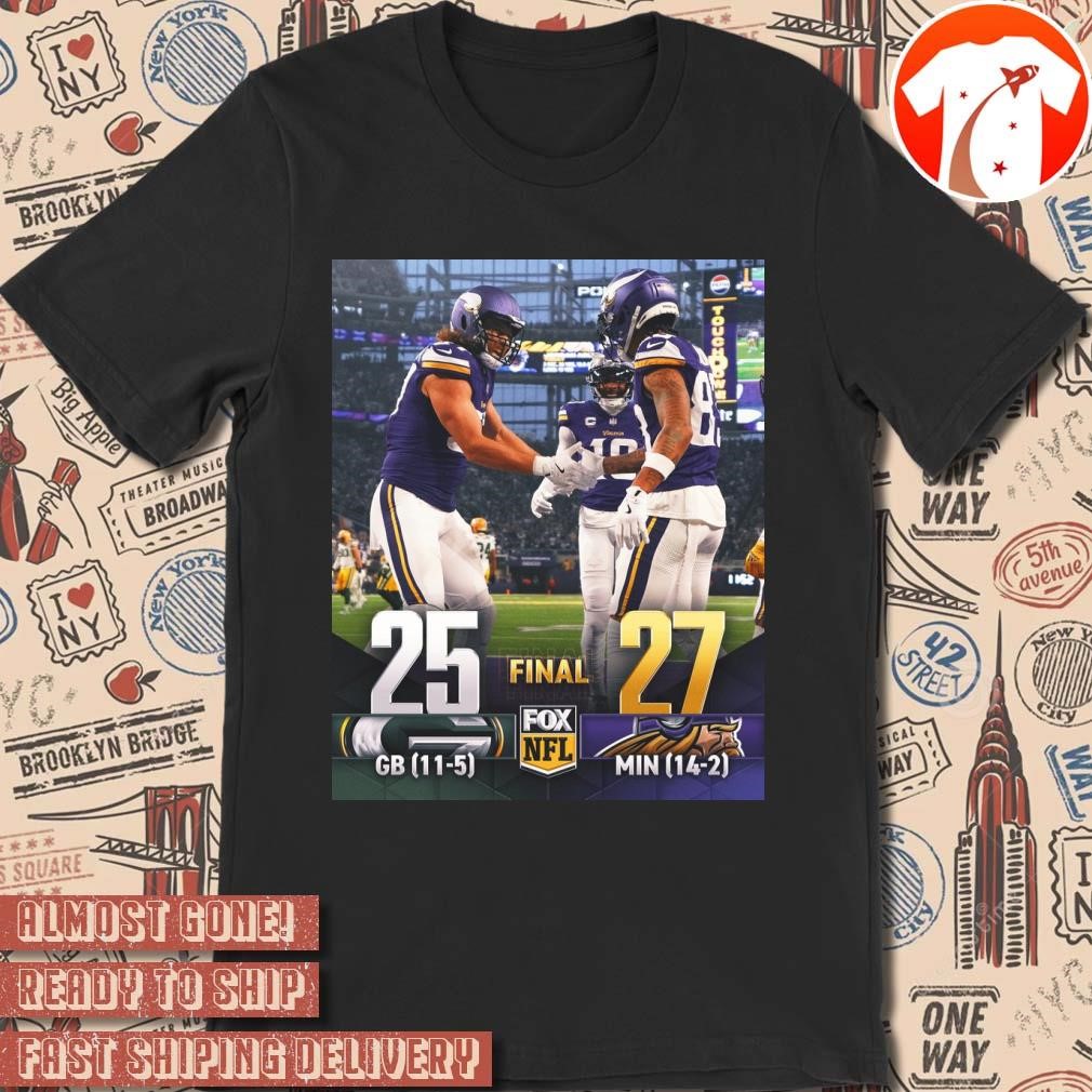 Official Poster Final Minnesota Vikings Win Green Bay Packers 27 - 25 Score FOX NFL Football t-shirt