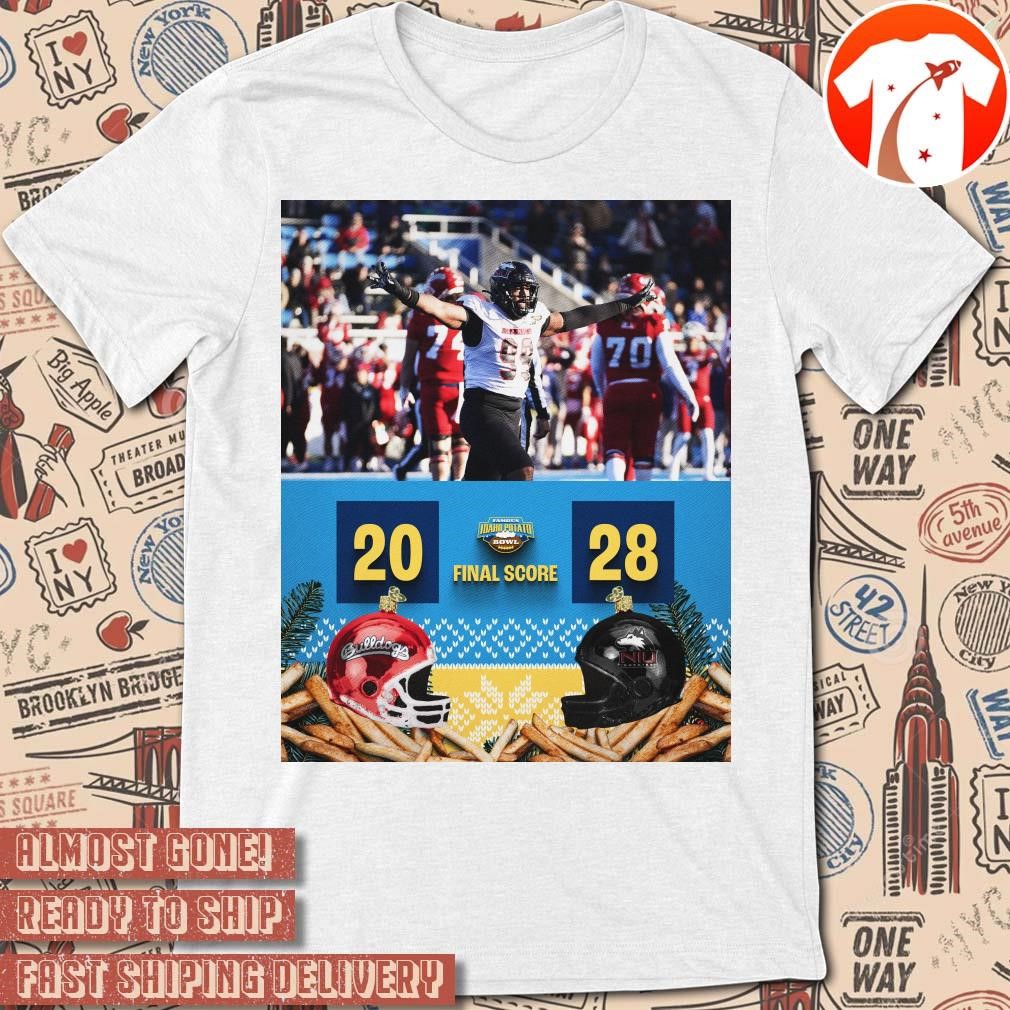 Official Poster Final Score Fresno State Bulldogs Vs Northern Illinois Huskies 20 - 28 Famous Idaho Potato Bowl t-shirt