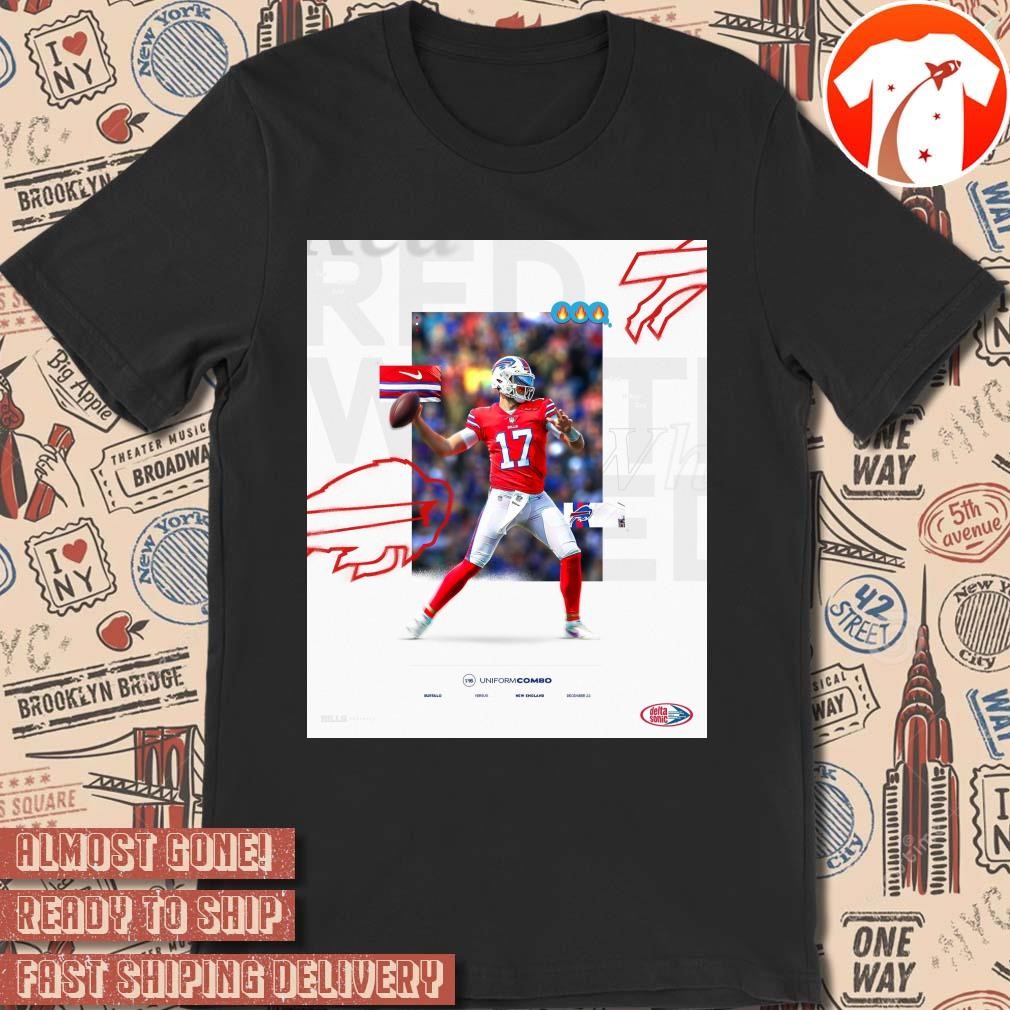 Official Poster Josh Allen Buffalo Bills Vs New England Patriots December 22 2024 Candy Cane Vibes t-shirt