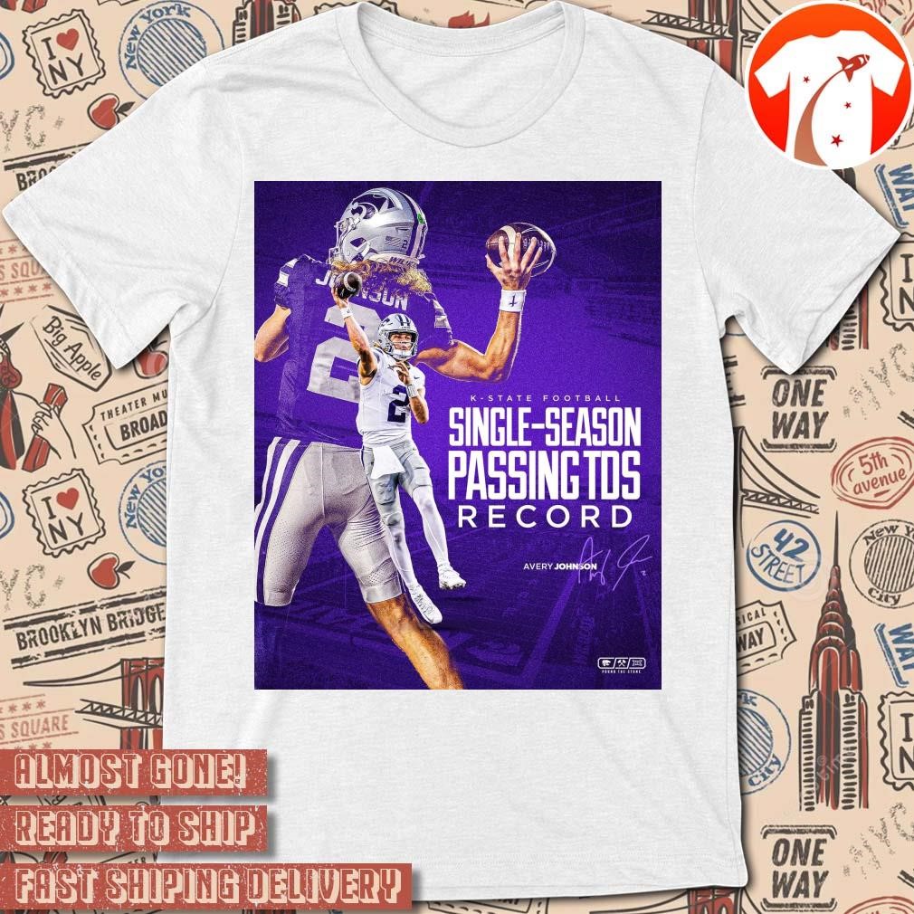 Official Poster Kansas State Wildcats Avery Johnson Single-Season Passing TDs Record Signature t-shirt