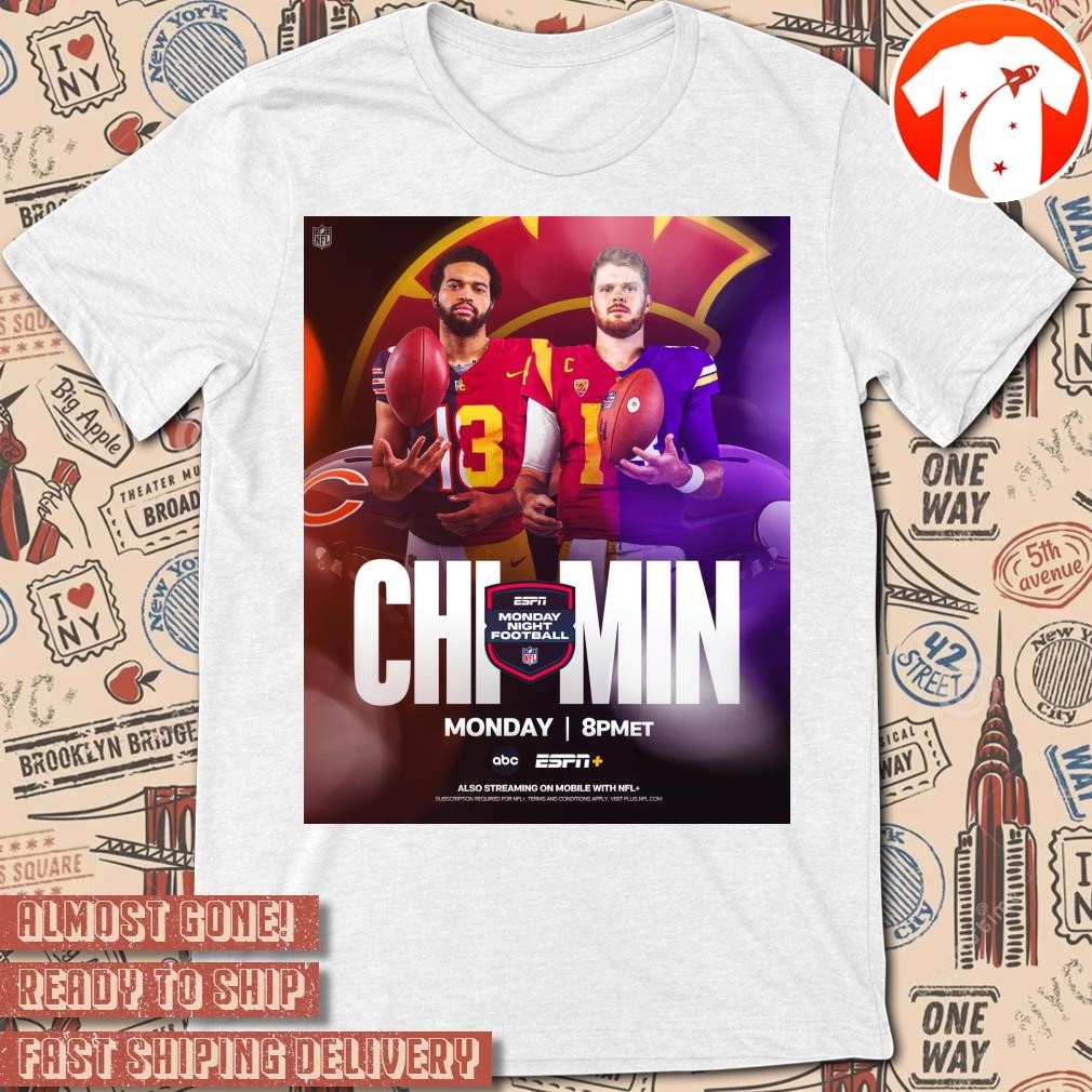 Official Poster NFL Football Chicago Bears vs. Minnesota Vikings Monday Night Football QBs on MNF t-shirt