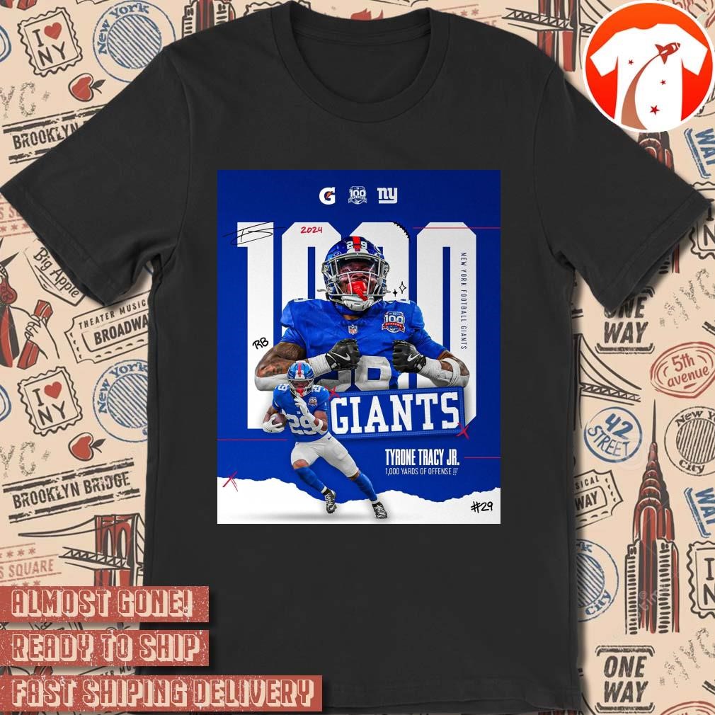 Official Poster New York Giants Football Tyrone Tracy Jr. 1,000 Yards Of Offense 2024 Signature t-shirt