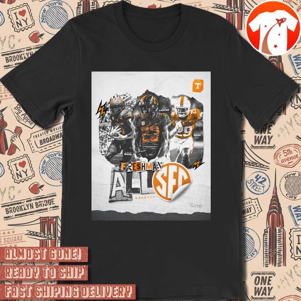 Official Poster Tennessee Vols Coaches Freshman All-SEC Football Team Boo Carter Jordan Ross Ethan Davis 2024 t-shirt