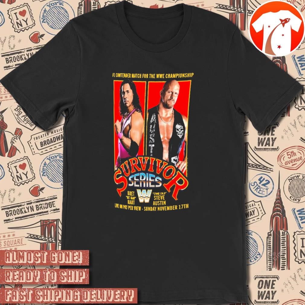 Official Ripple Junction Stone Cold Steve Austin vs Bret Hart Survivor Series 1996 #1 Contender Match For The WWE Championship t-shirt