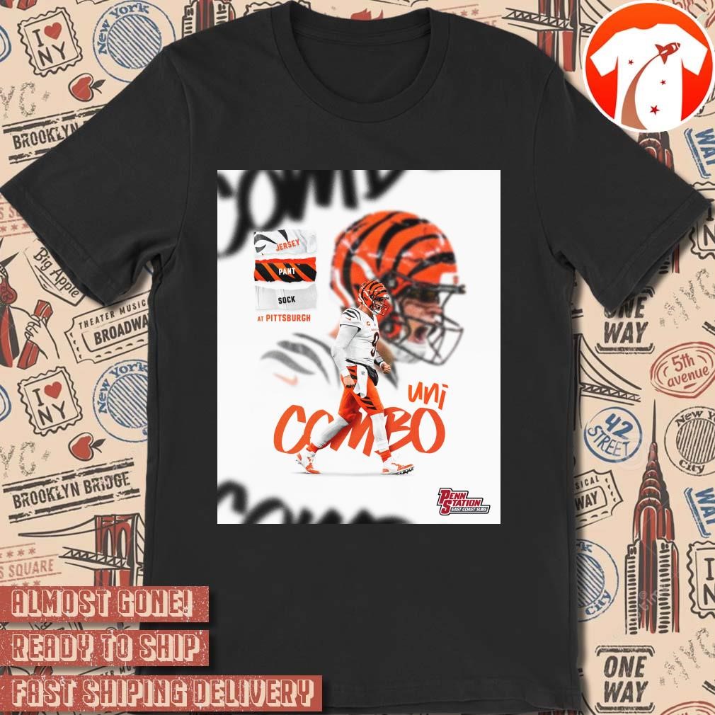 Official Poster Jersey Pant Sock Cincinnati Bengals at Pittsburgh Steelers Uni Combo Penn Station East Coast Subs t-shirt