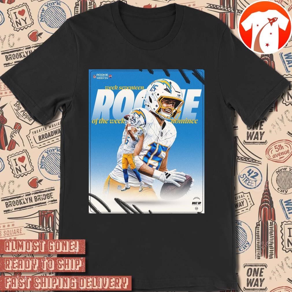 Official Poster Ladd McConkey Los Angeles Chargers Week Seventeen Rookie Of The Week Nominee Bolt Up t-shirt