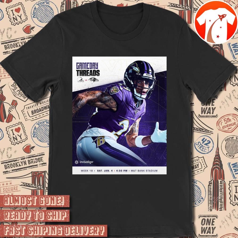 Official Poster NFL Football Gameday Threads Baltimore Ravens Vs Cleveland Browns Week 18 Sat Jan M&t Bank Stadium t-shirt