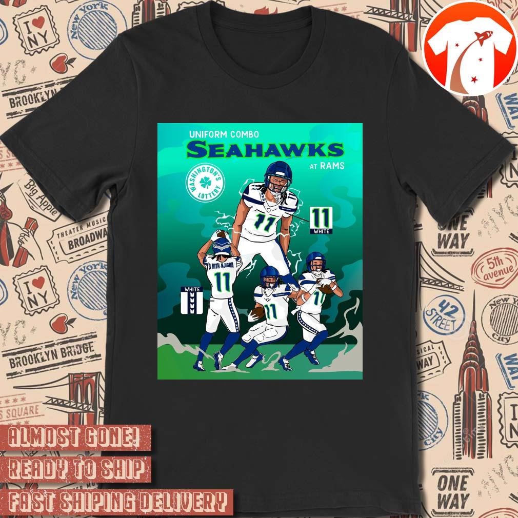 Official Poster Uniform Combo Seattle Seahawks at Los Angeles Rams Washington's Lottery t-shirt